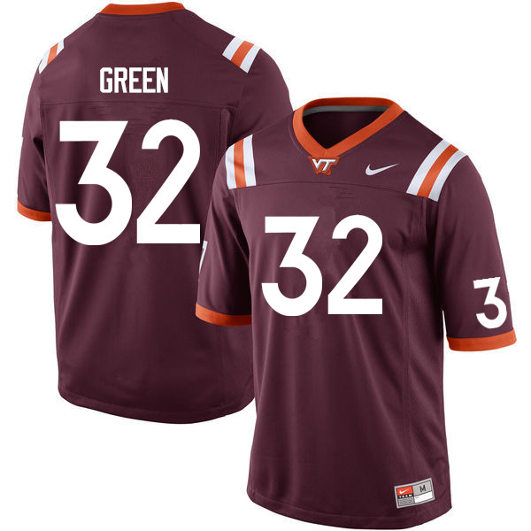 Men #32 Hunter Green Virginia Tech Hokies College Football Jerseys Sale-Maroon